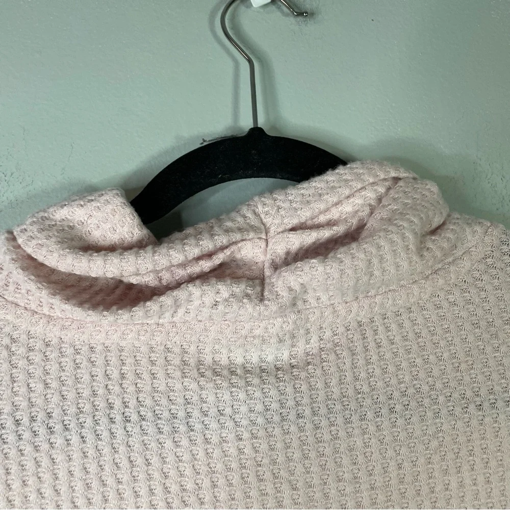 Honeydew Light Pale Pink Stretch Waffle Knit Mock Neck Long Sleeve Top Small - Picture 7 of 7